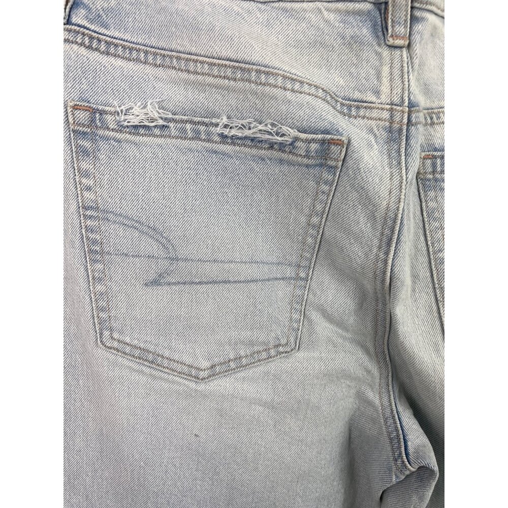 AE Stretch Super High-Waisted Straight Distressed Light Blue Jeans Womens Size 8 - Picture 5 of 11